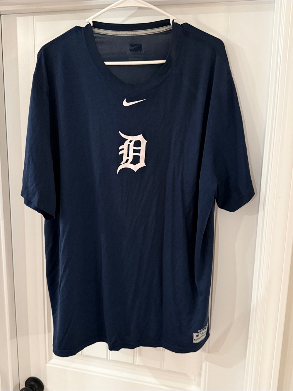 Nike Navy Tee with White Detroit Tiger Logo